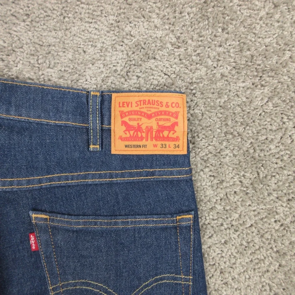 Levis Jeans Mens 33x34 Blue Western Fit Strong Rigid Raw Denim Workwear Pants